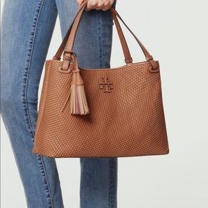 Tory Burch | Thea Woven- Leather center zip